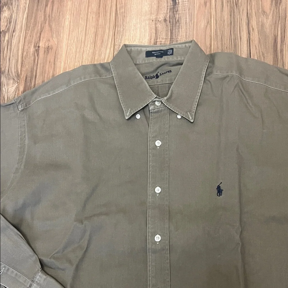 Polo Ralph Lauren Vintage Blaire Khaki Buttons Down Beige Shirt MenSz XXL - Picture 2 of 6